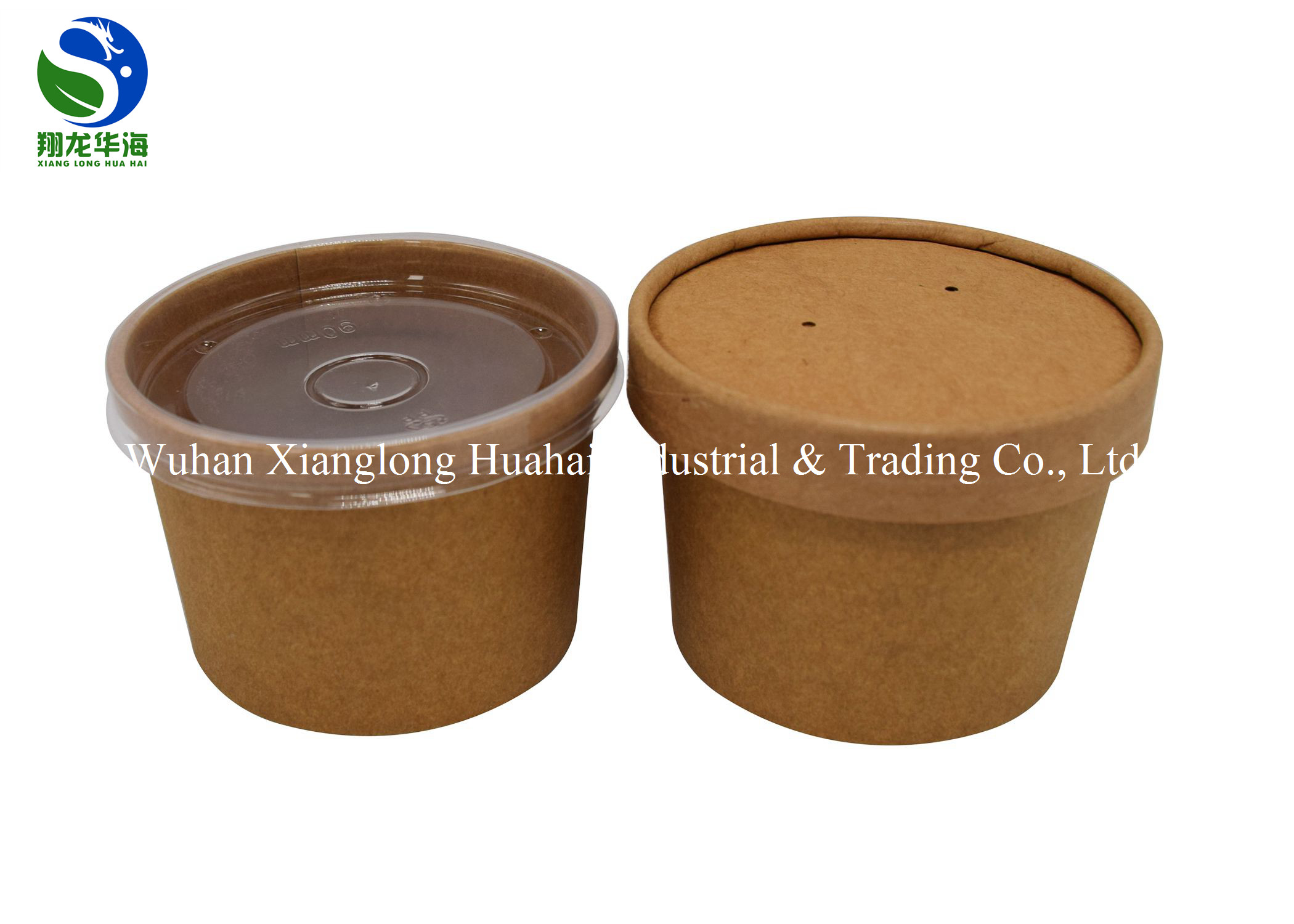Disposable packaged kraft cardboard paper soup cup takeaway paper soup bucket