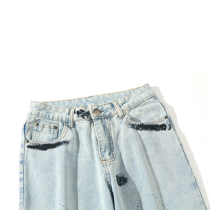 OEM Logo Hand Painted Straight Leg Jeans Graffiti Pants Factory Low MOQ Manufacturer