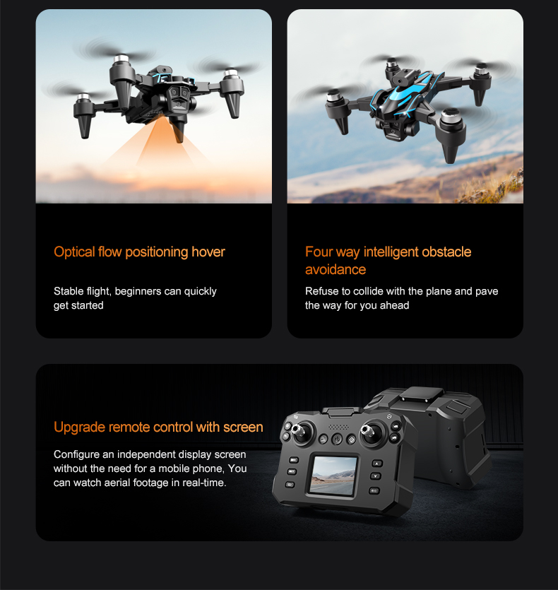Newest 3 Hd Cameras K12 Max Drone Optical Flow 4k Fpv Infrared Obstacle Avoidance Drones Foldable Quadcopter RC Drone Toys