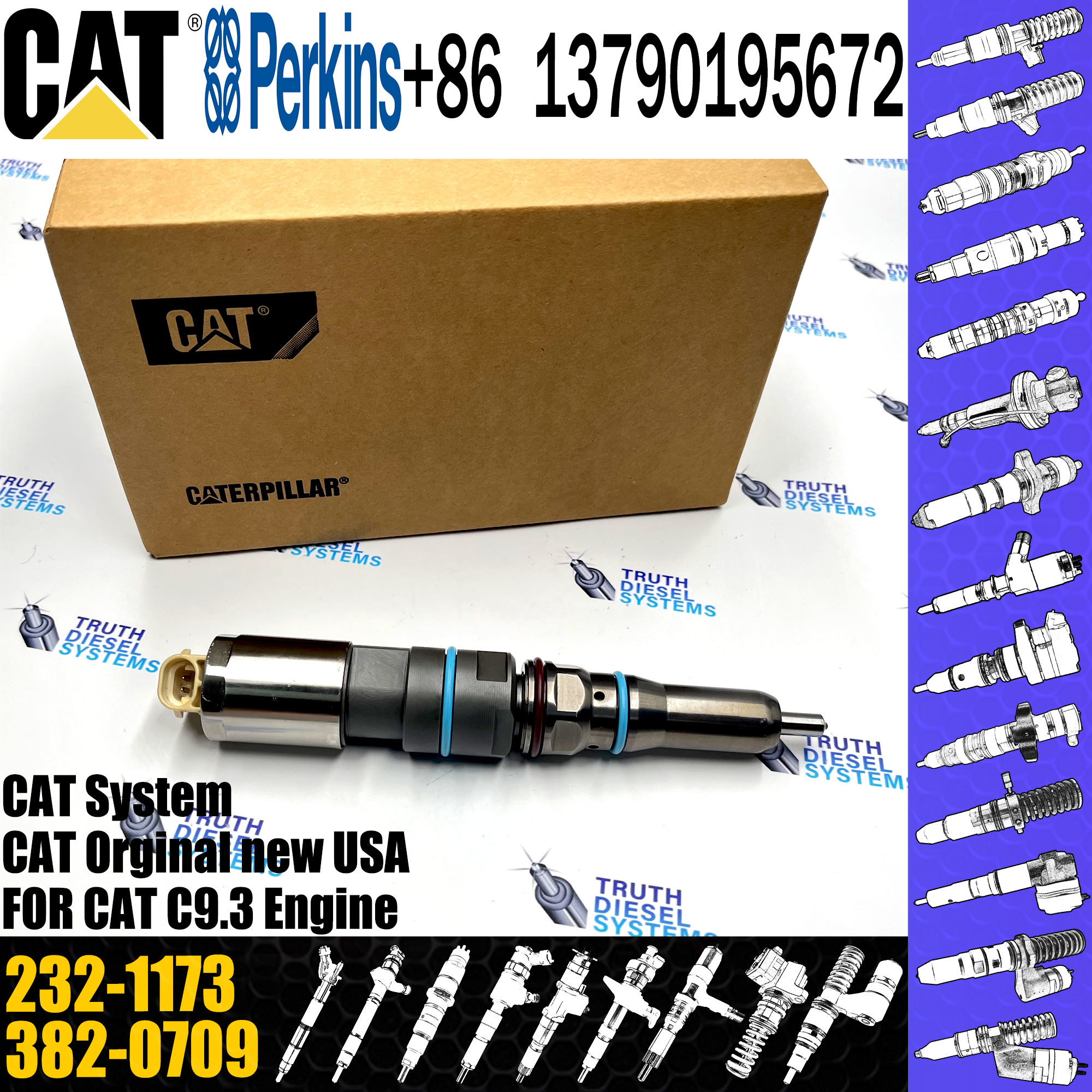 Common Rail Injector 460-8213 232-1173 382-0709 10R-1265 392-9046 for Cat C9.3 engine