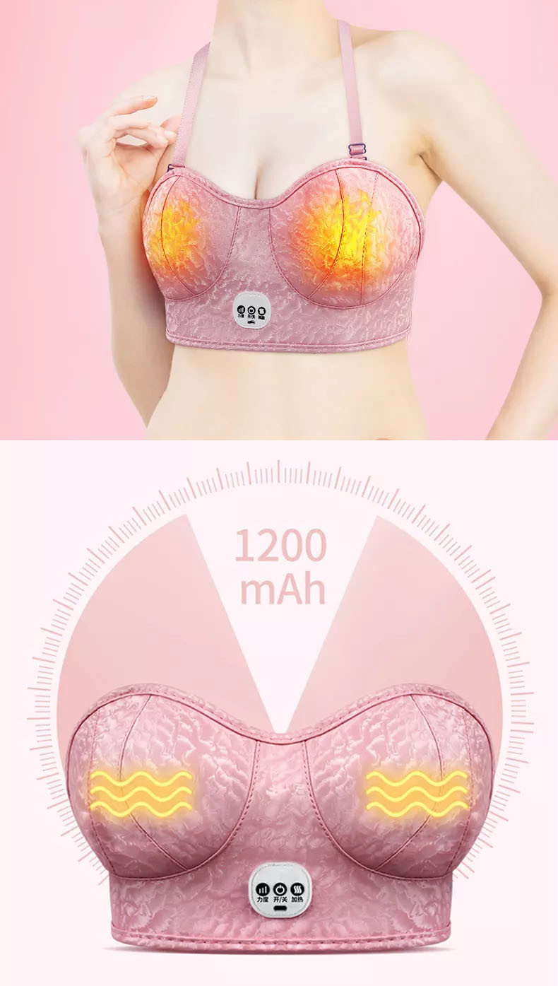 USB Electric Breast Massage Bra , ODM Electric Heated Bra PU leather material