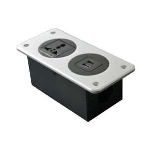 2018 New Aluminum Panel Socket with Universal power and USB charger for table /wall mounting