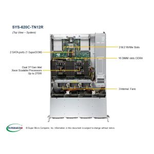 SYS-621C-TN12R ICX 4510 2P 12C/24T 2.4G 30M 16GT 150W Servers with 800W Power