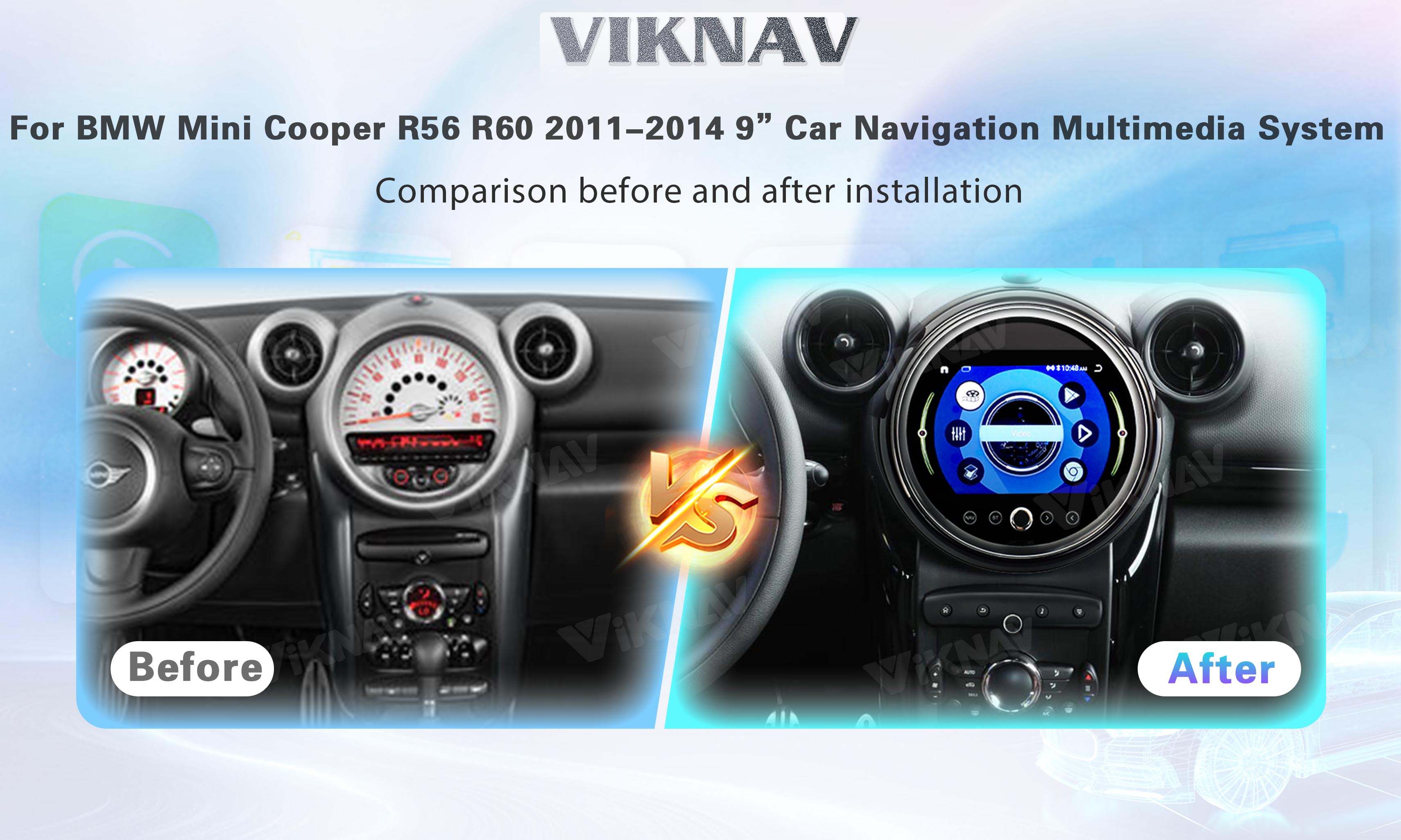 Professional Bluetooth Car Radio Head Unit For BMW Mini Cooper R56 R60 2011-2014 9Inch