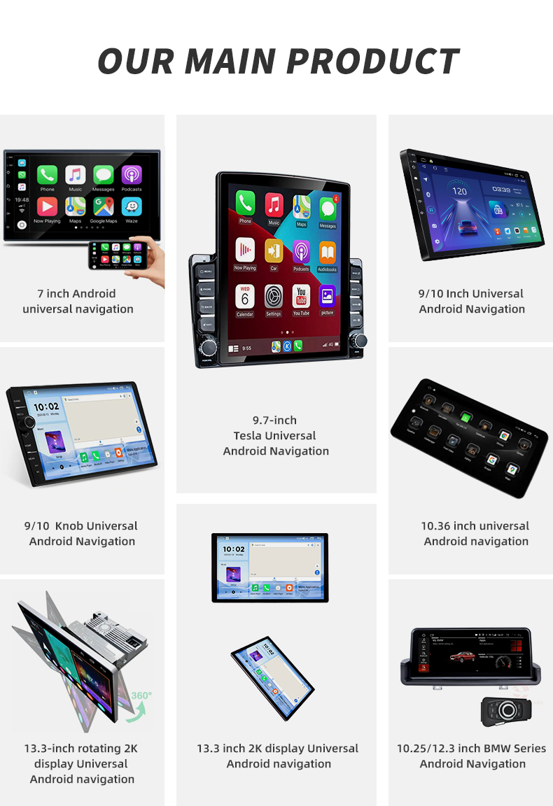 4/64gb Android Auto Head Unit 13 Inch Car Navigation with Carplay and Bluetooth 5.0