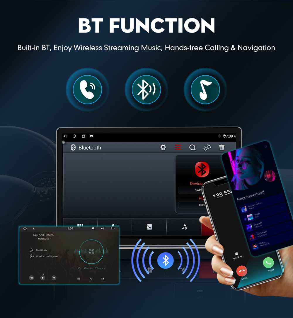 4/64gb Android Auto Head Unit 13 Inch Car Navigation with Carplay and Bluetooth 5.0