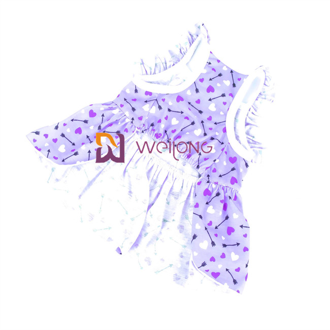 Good Elasticity Bow Digital Print Pet Skirt Breathable Poly Jersey 180G Custom Puppy Skirt
