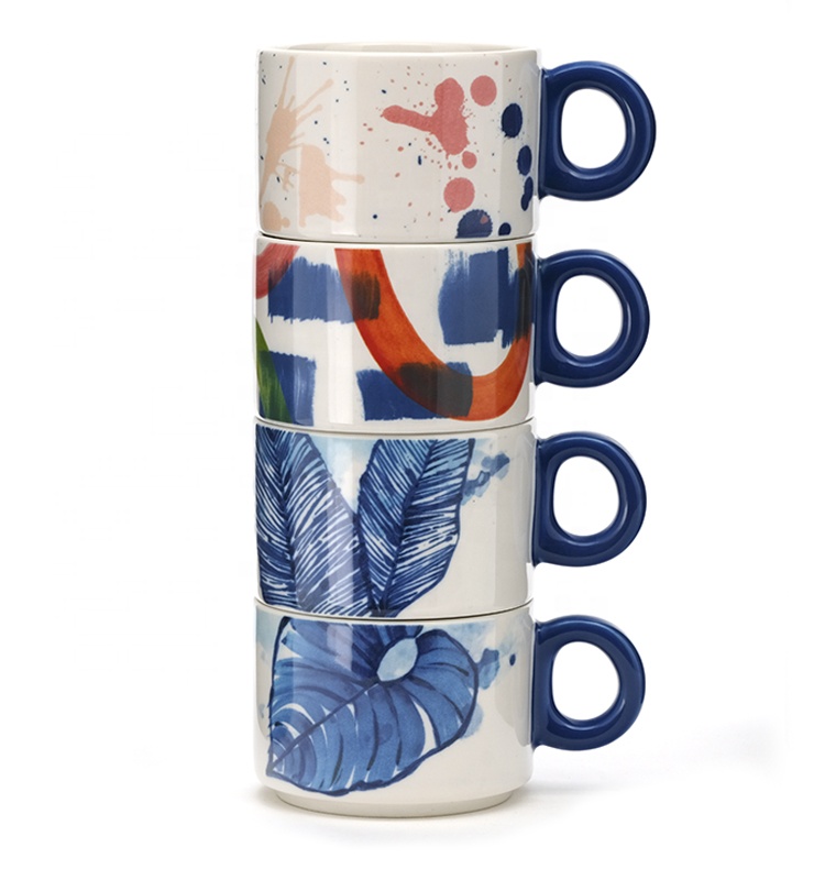 7oz Custom Pattern Mugs Ceramic Coffee Mug Cute Mini Cup Stacking Ceramic Mugs
