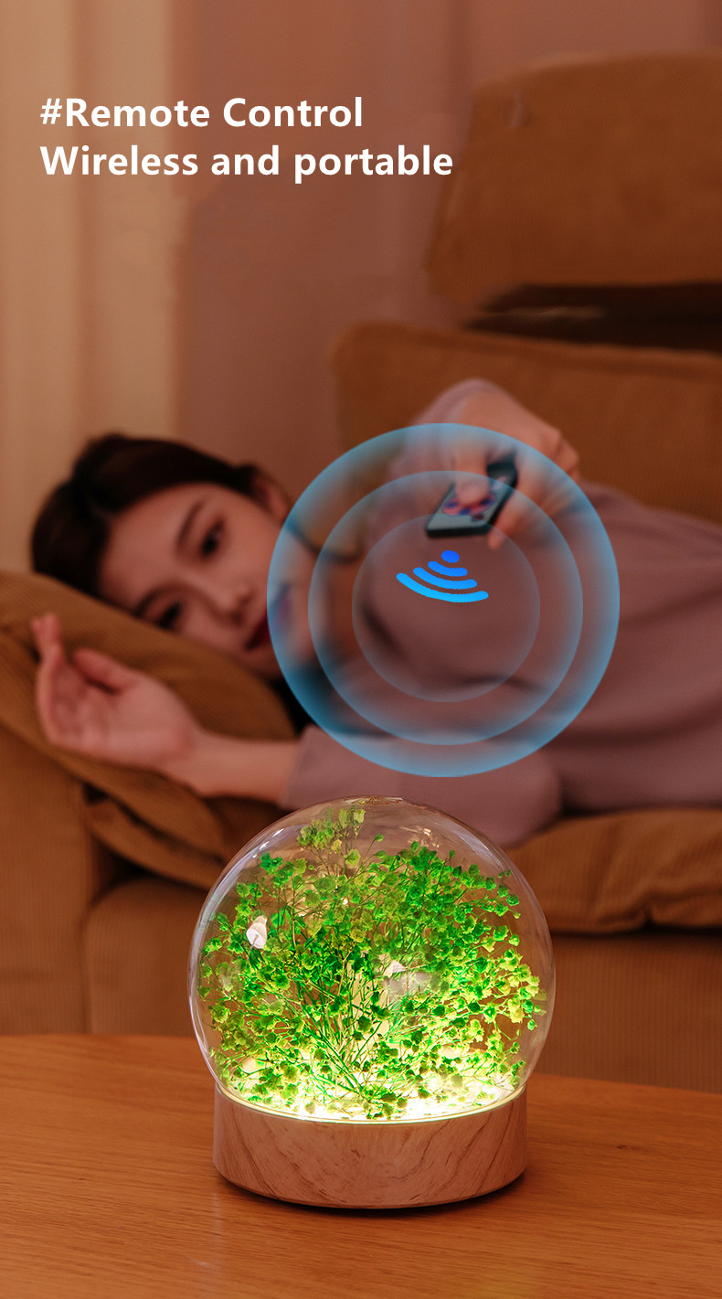 Creative Everlasting Flower Music Night Light Wireless Speaker Colorful Atmosphere Light Home Decoration with Remote Con