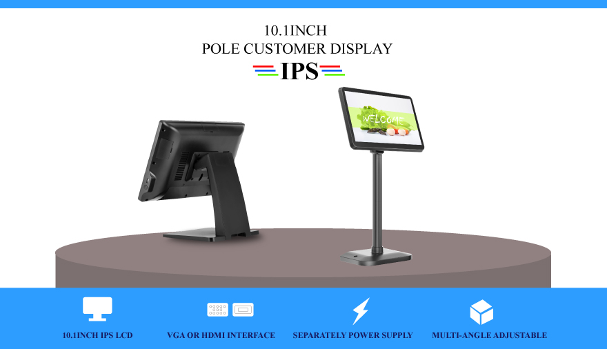 1280*800 Resolution Bimi 10.1inch IPS Screen Checkout Counter Customer Display Pole Second Screen