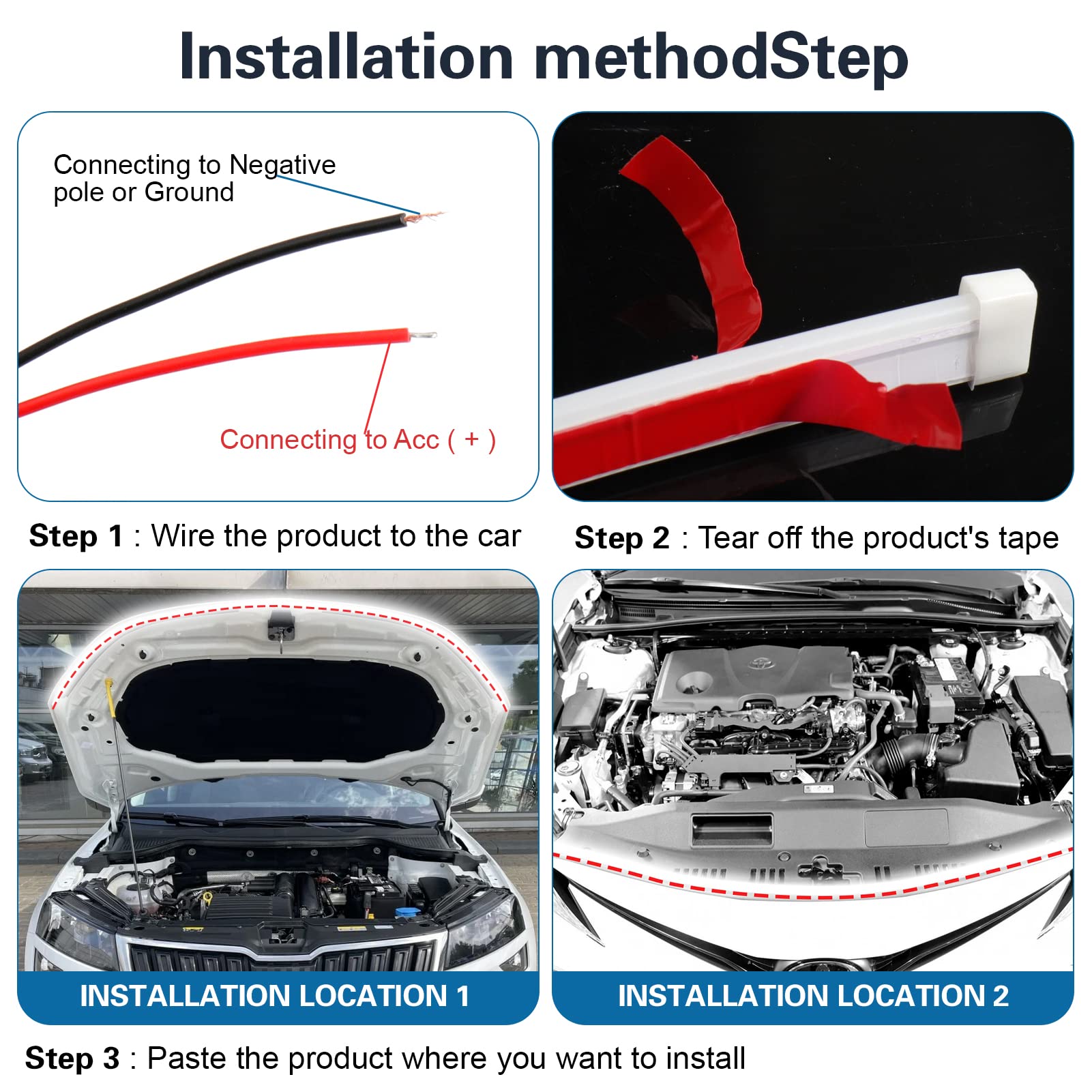 LED Hood Light Strip Suitable for External Car Hood Waterproof Daytime Running Lights