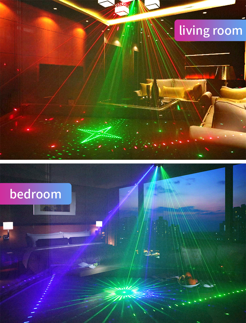 15 Eyes RGB Party Lights Stage Light by DMX512 Control Sound Activated LED Pattern Strobe Lights for Parties Club Bar Di