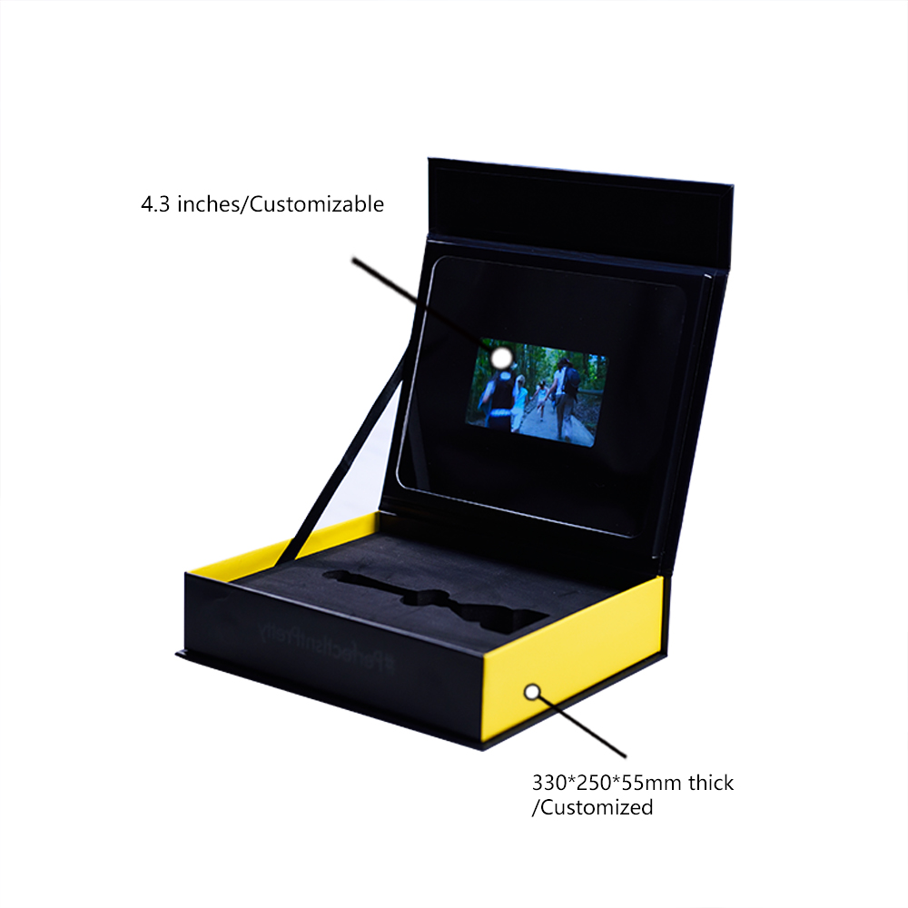 High End Crown Leather LCD Video Gift Box , 7 Inch Video Brochure Box