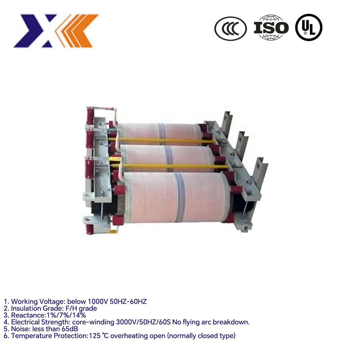 200kw 450A Three Phase Reactor with Customized Package Type and 1.401mh Inductance