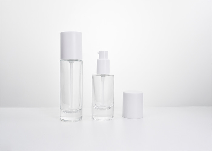 Cosmetic Packaging 30&50ML Essential Clear Glass Fine Mist Pump Bottle with Overcap High Quality Supplier