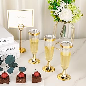 disposable wine glasses gold