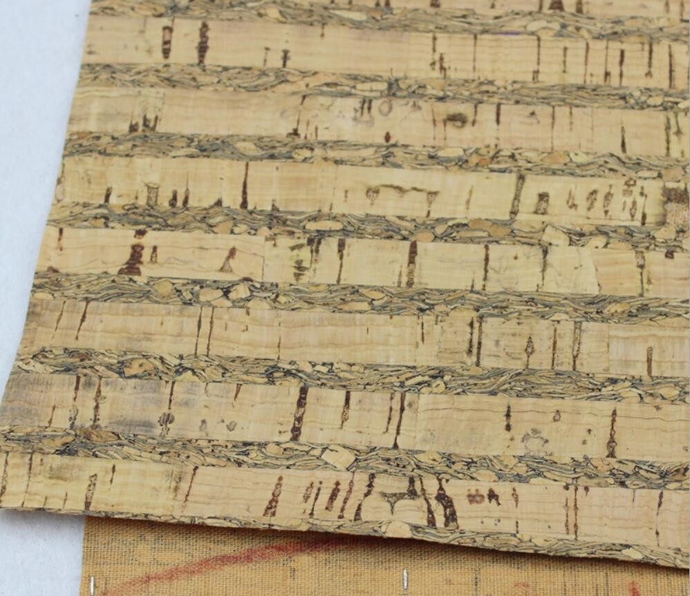 Factory Price 1.4m Width Square Texture Cork Fabric in Nature Color for Wallet Making