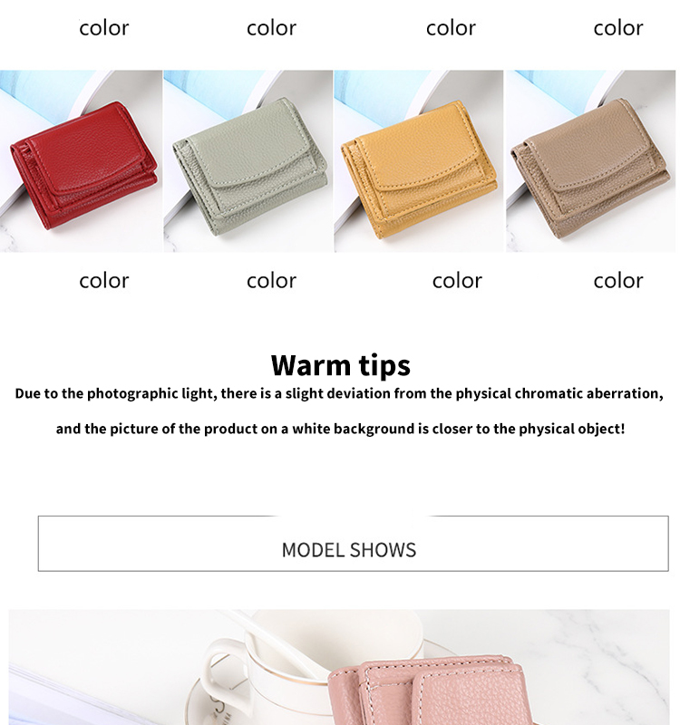 Solid Color Women's Mini Credit Card Holder Leather Coin Purse Wallet For Daily Life