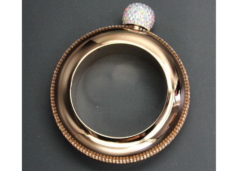 Stick Drilling Wine Pot Ladies Hip Flask Bracelet 3.5oz Round Electroplated