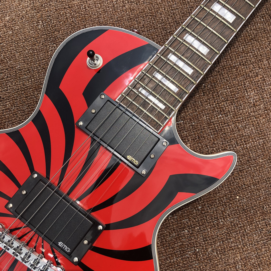 Custom Grand LP Style Electric Guitar G-Zakk Wylde Bullseye in Cherry Sunburst Windmill Painting Chrome Hardware