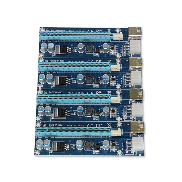 Long Life PCI Express 16X Riser Card 6pin SATA 15pin 4pin 3 Port Power Supply