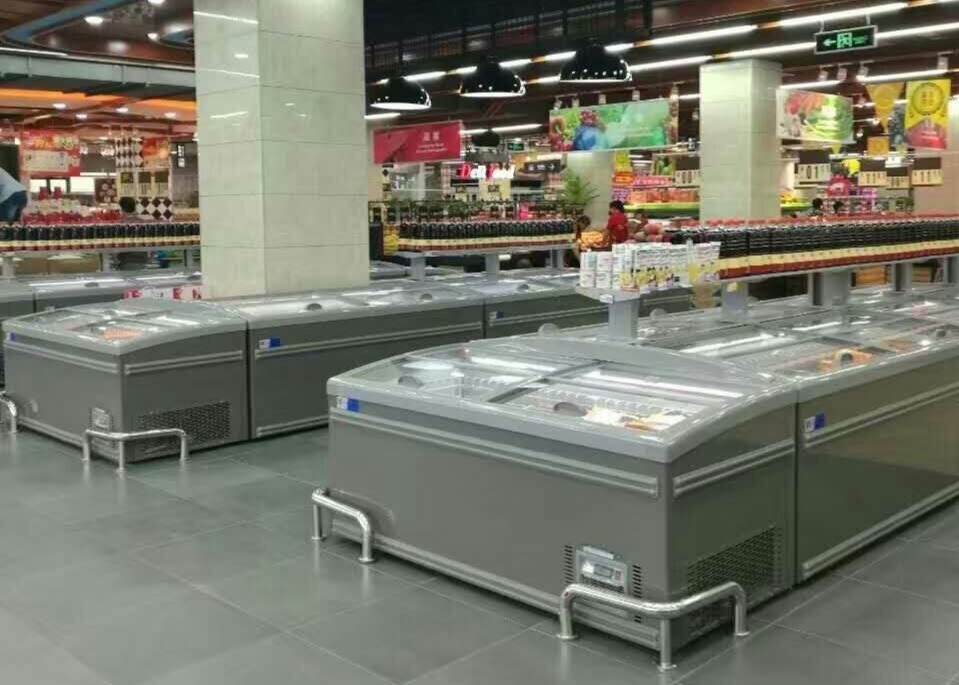 Supermarket No Frost Island Freezers Large Glass Door Chest Display Freezer