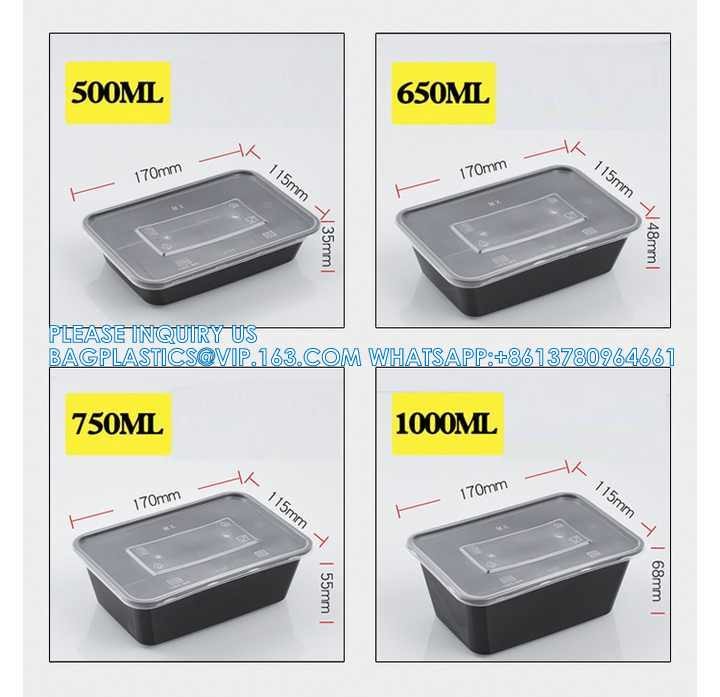 500 Ml Disposable Lunch Box Rectangular Bento Transparent Plastic Tableware Wholesale Packaging Box PP Takeaway