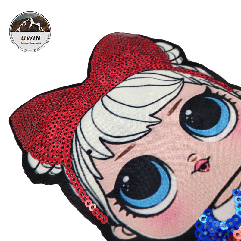 Customized Design Woven Badges No Minimum , LOL Sequin Embroidery Patch
