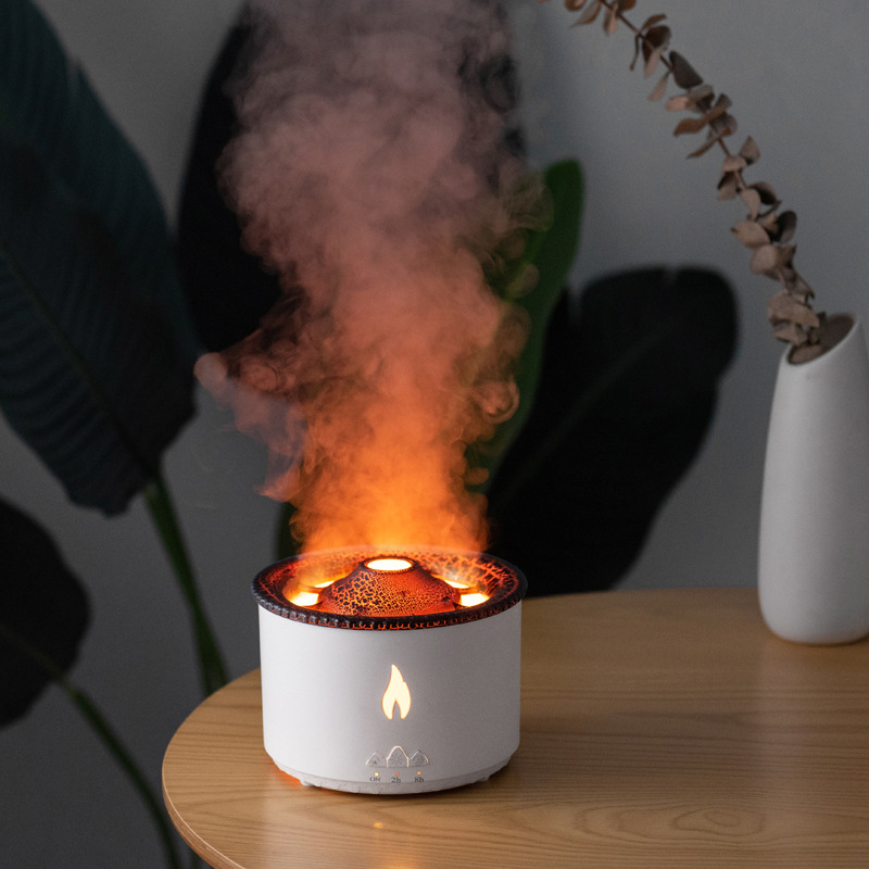 Flame LED Light 350ml Volcano Humidifier with Style Flame Aroma Diffuser and Night Lamp