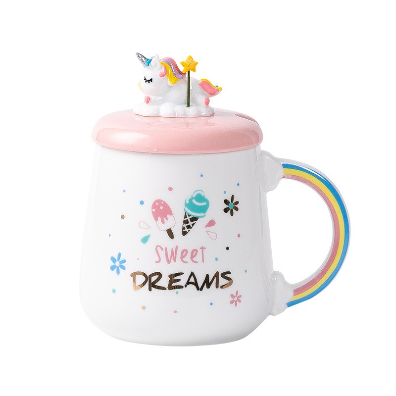 Cute Hand painted 3D Colorful Unicorn Mug Novelty Ceramic Animal Coffee Mug Custom for Unicorn Lover