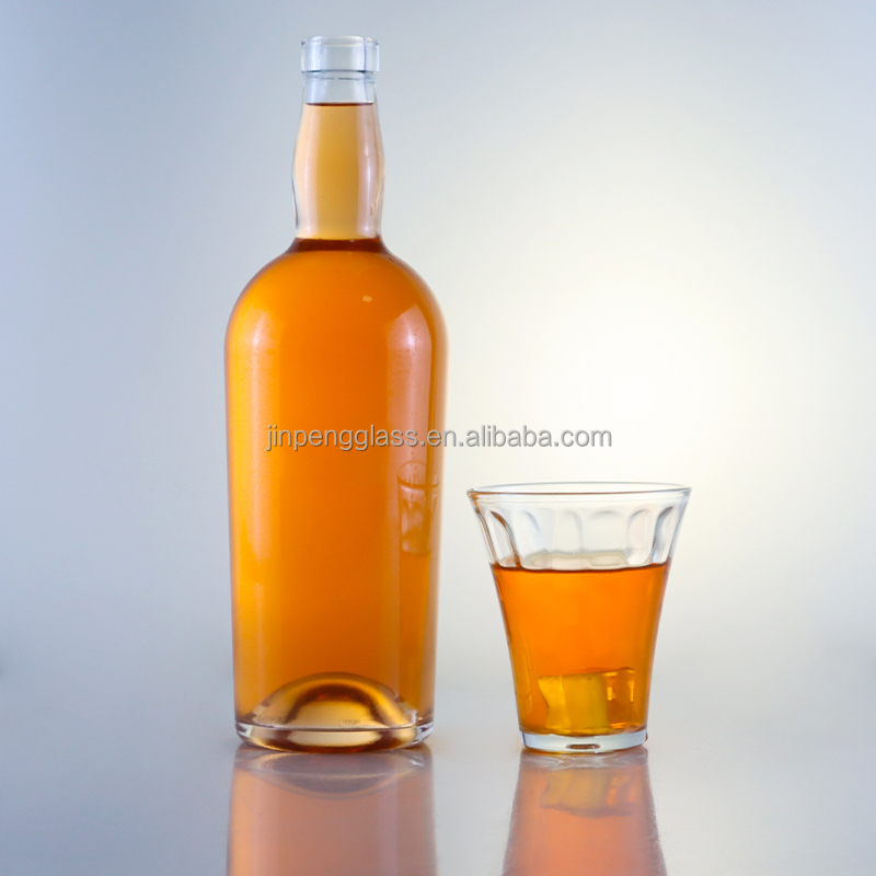 Glass Collar 750ml 700ml Round Shape Bottle for Beverage Sale