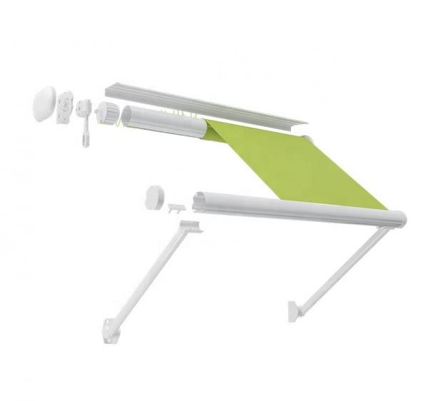 Aluminum Retractable Window Awnings Drop Arm Remote Control Deck Awnings