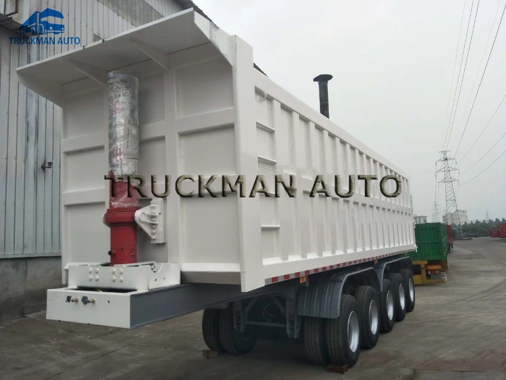 Heavy Duty Semi Tipper Trailer , Semi Bottom Dump Trailers With Hyva Brand Lifting