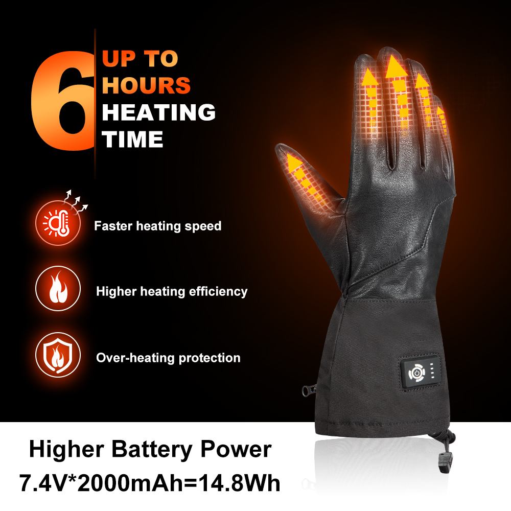 PU Rechargeable Heated Gloves Winter Waterproof Split Finger 5V USB DC 7.4v 12v 2200 2600 3000Mah