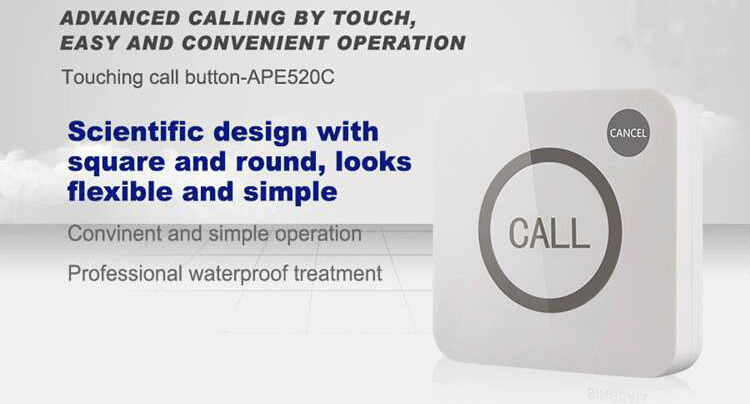 guest call waiter device fully waterproof hotel call bell