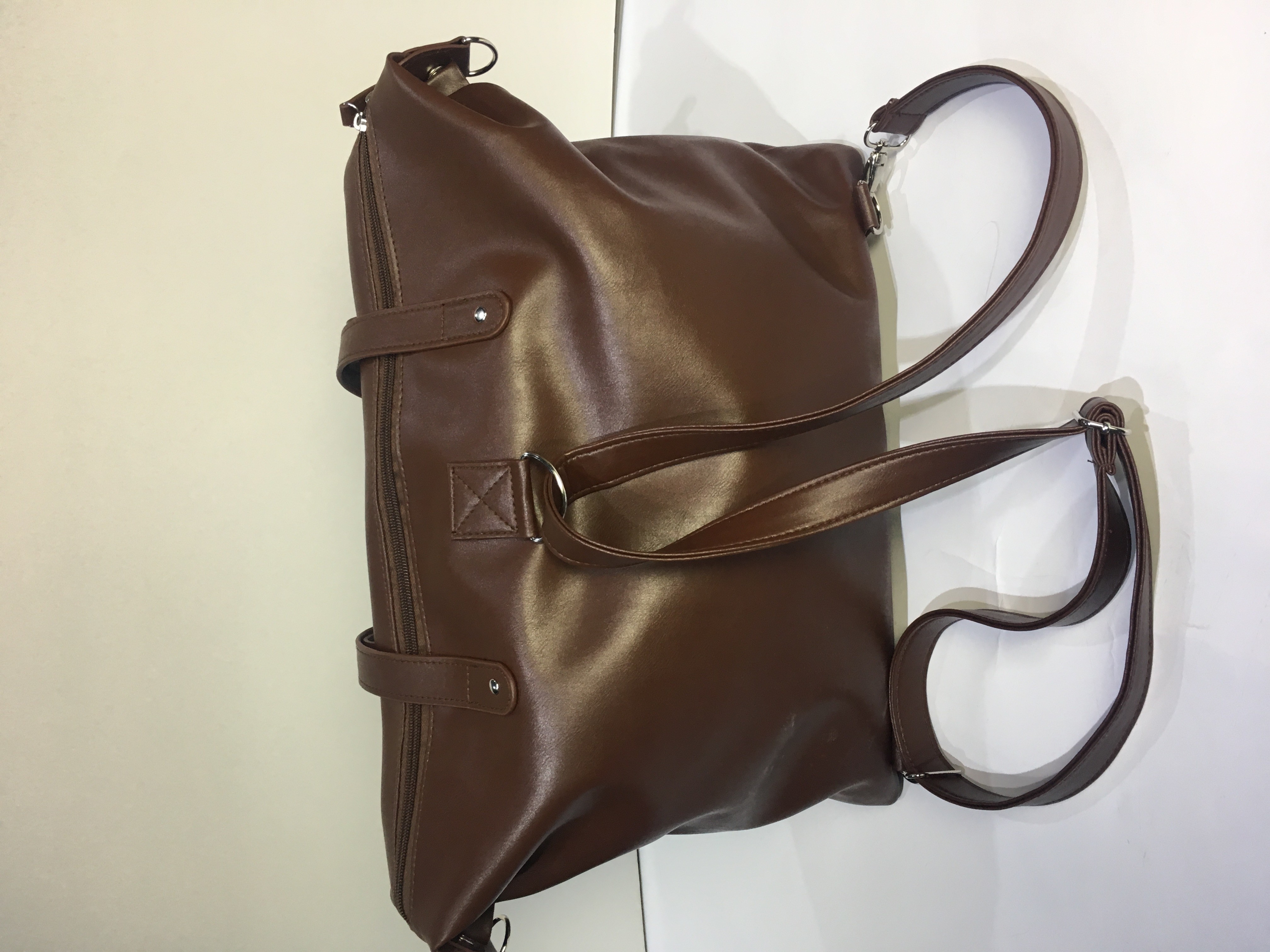 Neutral PU Leather Baby Changing Bag , Messenger Diaper Bag 18"W X 13"H X 4.5"D Inch