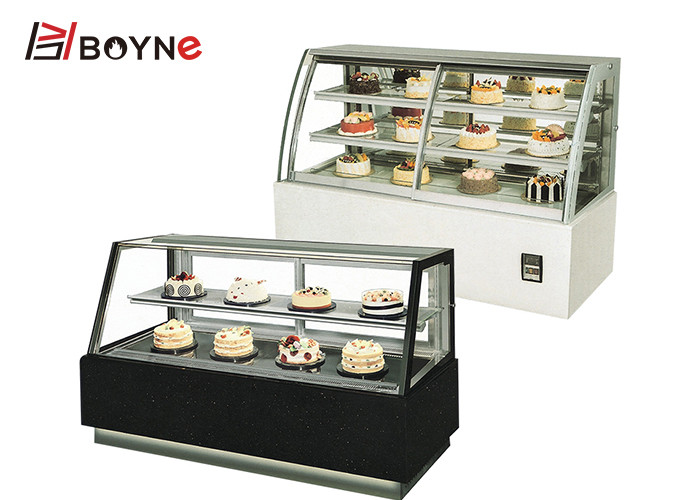 Coffee Shop Cake Display Showcase Two Layer Belved Black Marble Base