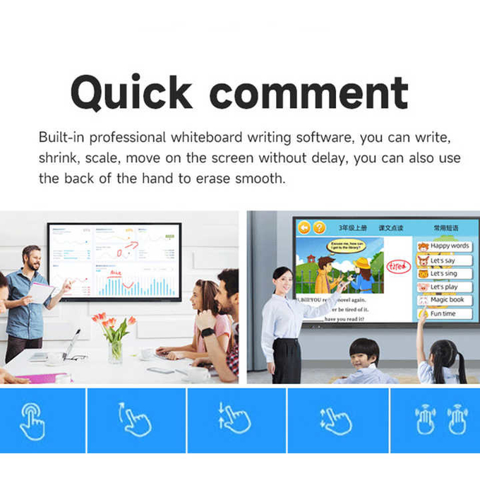 4K LCD Multi Touch Smart Interactive Whiteboard School All In One Classroom