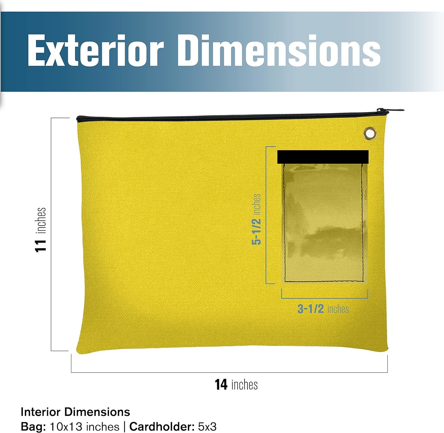 Canvas Interoffice Mailer, 14 oz. | 14W x 11H | Transit Bag | Large Zipper Bag with Grommet | Use with Padlock