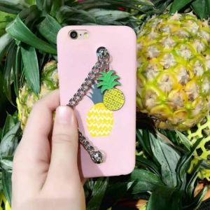  Soft TPU Pineapple Flamingo Back Metal Chain Strap Cover Cell Phone Case For iPhone 7 Plus 6s Manufactures