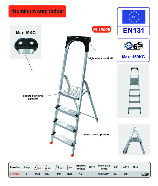 Portable Household Aluminum Step Ladder 4 Steps Easy To Fold And Store