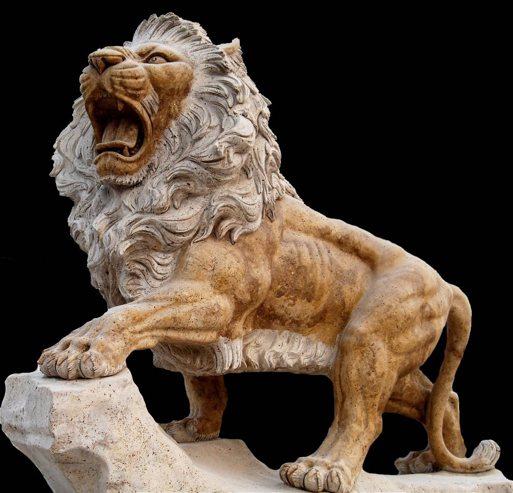 Granite Travertine Large Lion Statue Stone Carving Sculpture