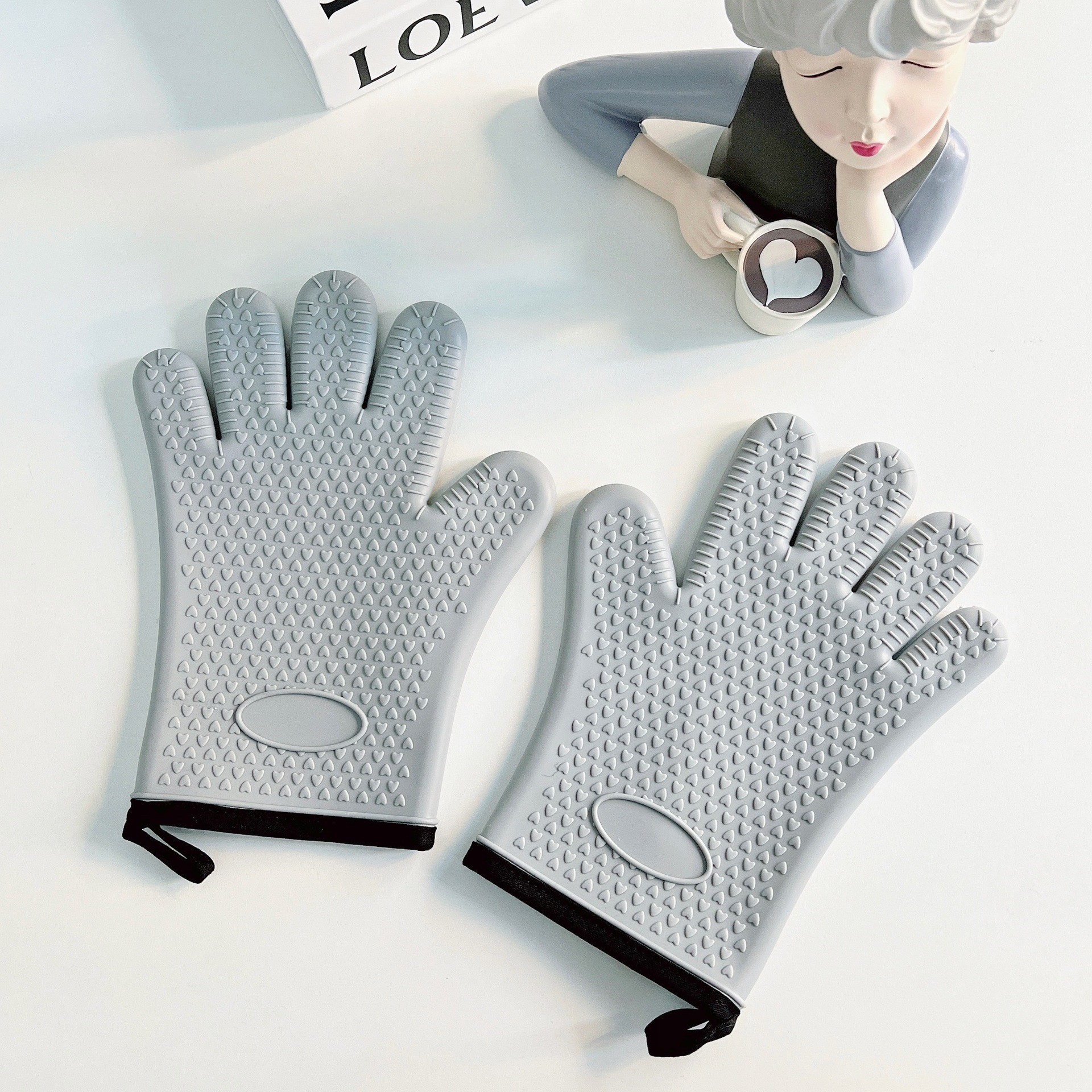 Premium Grilling Gloves BBQ Gloves Silicone Oven Mitts Premium Grilling Gloves Non-Slip Waterproof Baking Cooking Gloves