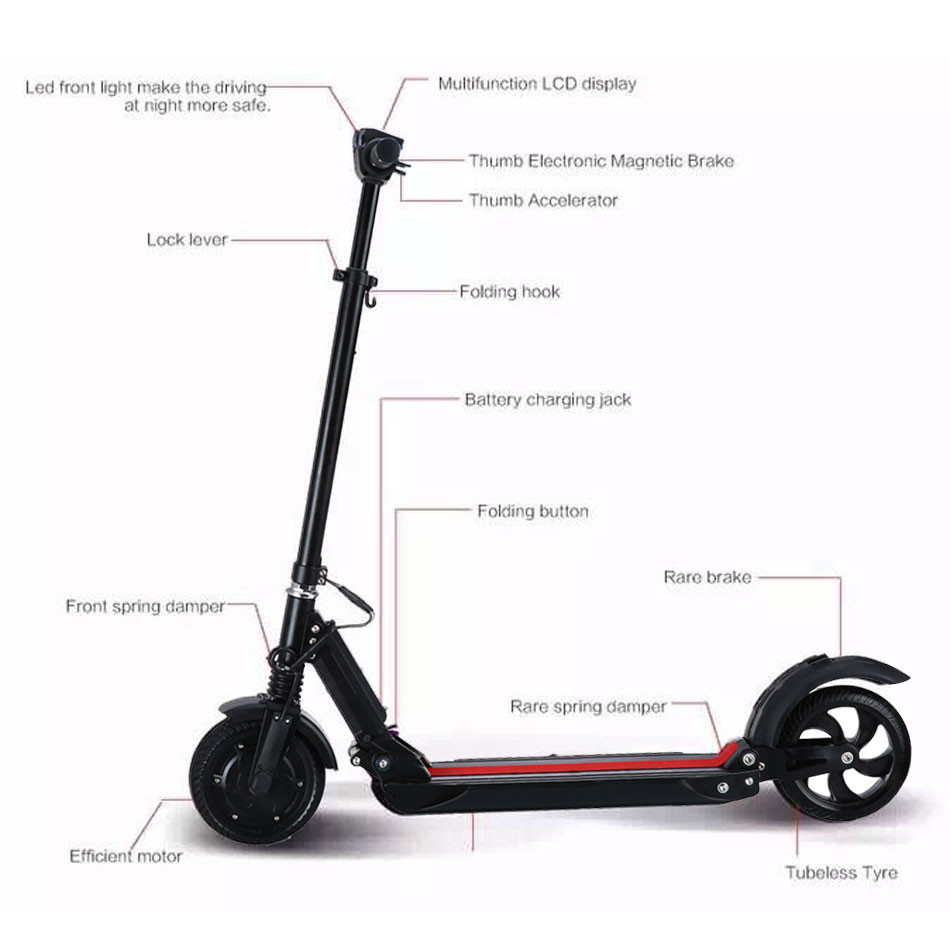 30km/H Mini Micro Electric Scooter 8 Inch Wheel With Digital Panel / Display