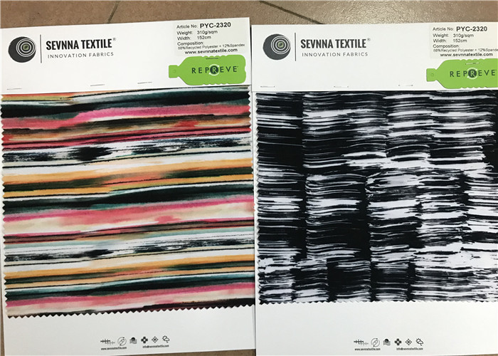 Digital Printing Weft Knitting Recycled Polyester Fabric For Stripe Energy Bra