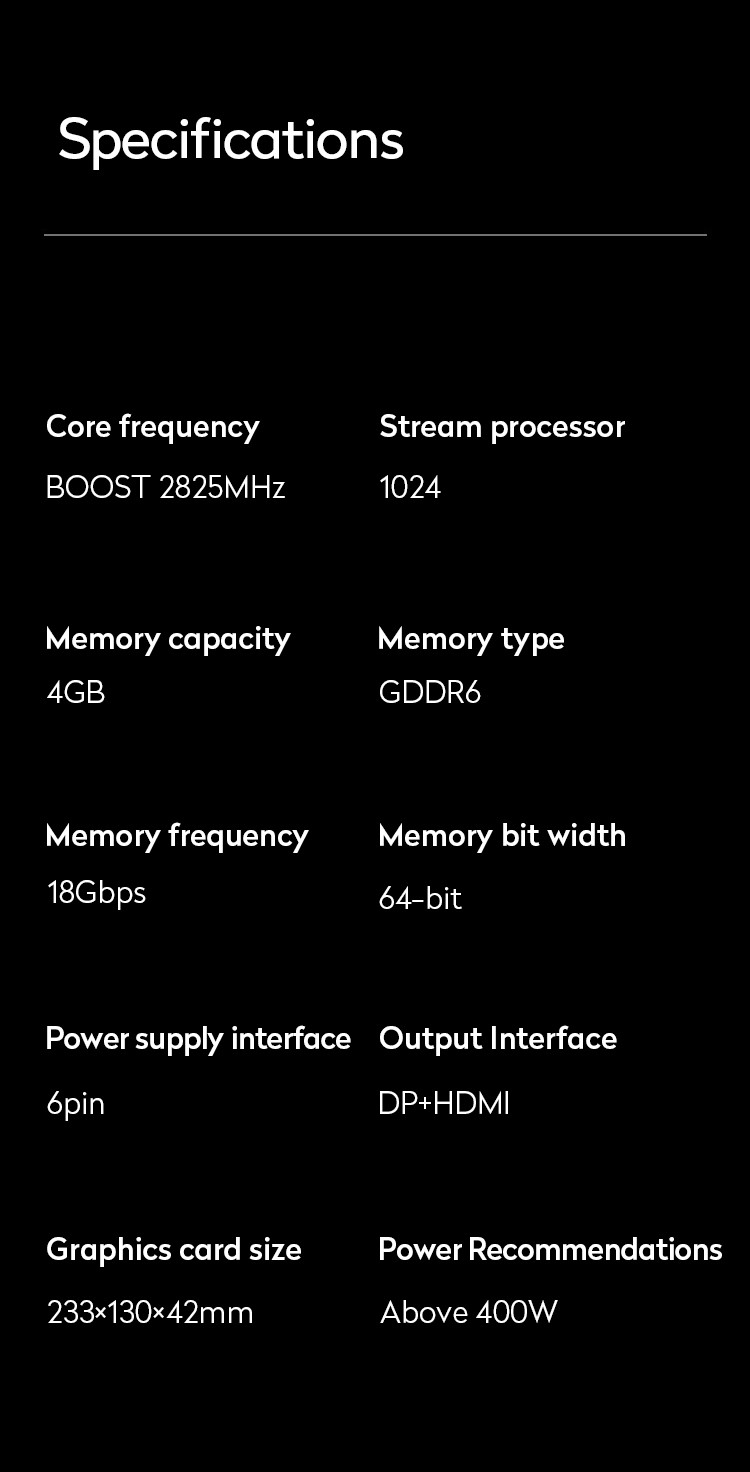 RX6500xt 4gb GPU Graphics Card GDDR6 AMD Gaming PC Video Card