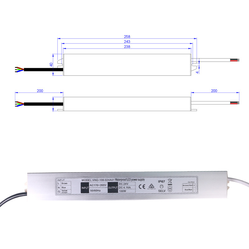 Waterproof IP67 24V 100W LED Power Supply Outdoor Application For Strip Light