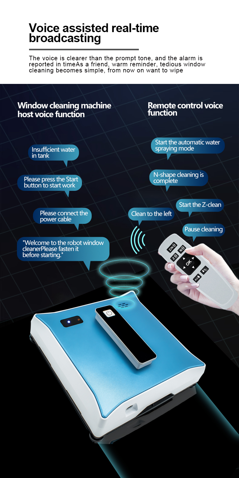 216mm Window Cleaning Robot AU Plug 72W Window Washing Robot