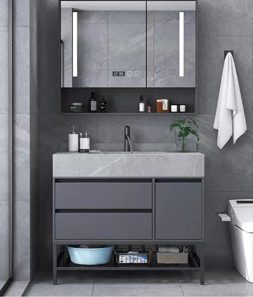 Aluminum Defogger LED Illuminated Mirrored Cabinet for Stylish Bathroom Vanity Combo
