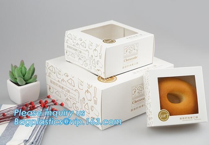 Wholesale custom Paper Cookies packing Cake Box with PVC window,Wholesale Plastic Square Birthday Wedding Packaging Clea